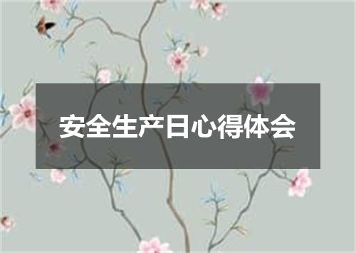 安全生产日心得体会