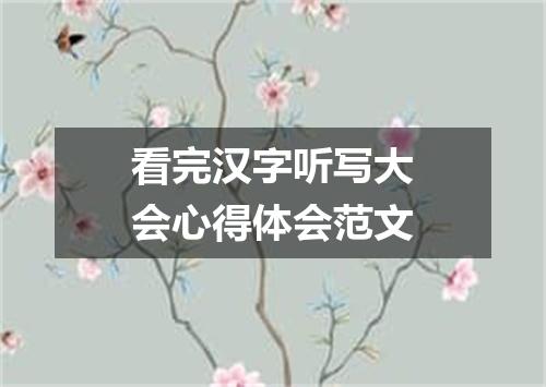 看完汉字听写大会心得体会范文