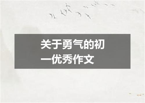 关于勇气的初一优秀作文