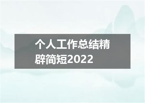 个人工作总结精辟简短2022