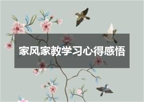 家风家教学习心得感悟