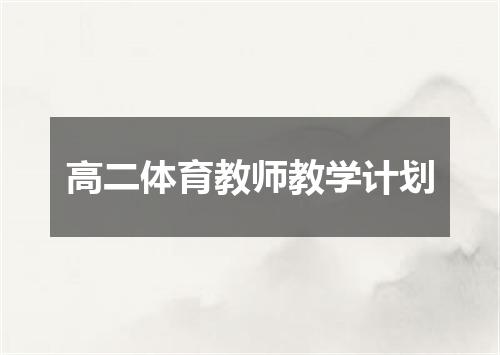 高二体育教师教学计划