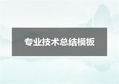 专业技术总结模板