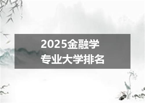 2025金融学专业大学排名