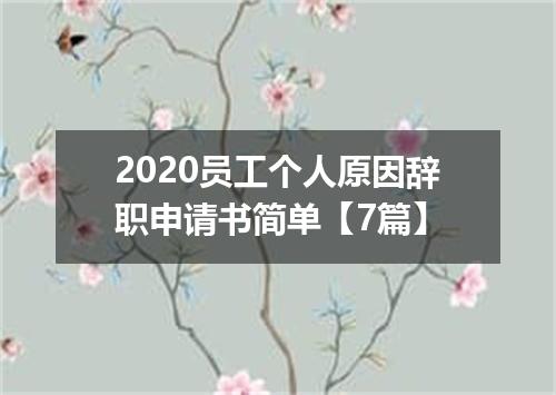 2020员工个人原因辞职申请书简单【7篇】