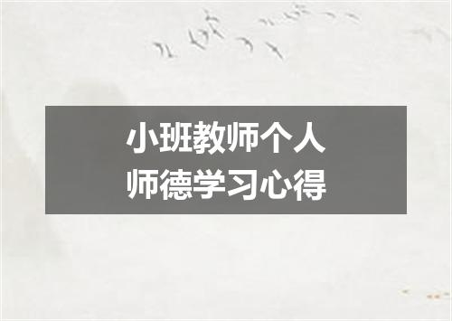 小班教师个人师德学习心得