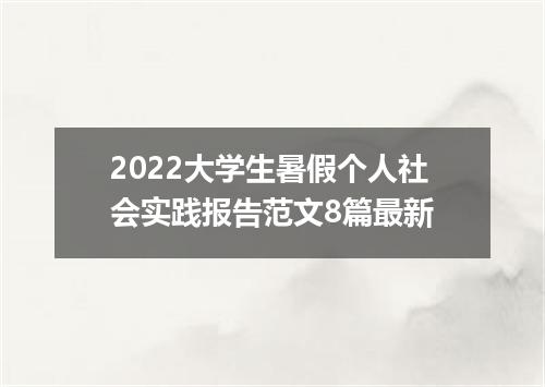2022大学生暑假个人社会实践报告范文8篇最新