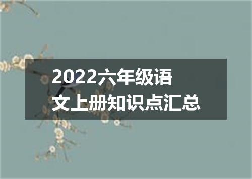 2022六年级语文上册知识点汇总