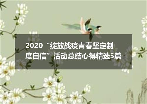 2020“绽放战疫青春坚定制度自信”活动总结心得精选5篇