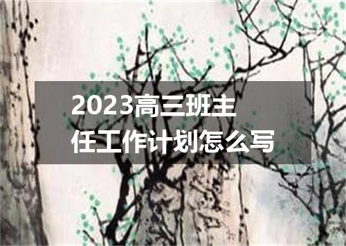 2023高三班主任工作计划怎么写
