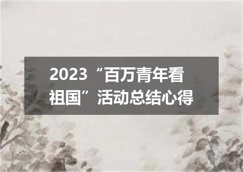 2023“百万青年看祖国”活动总结心得