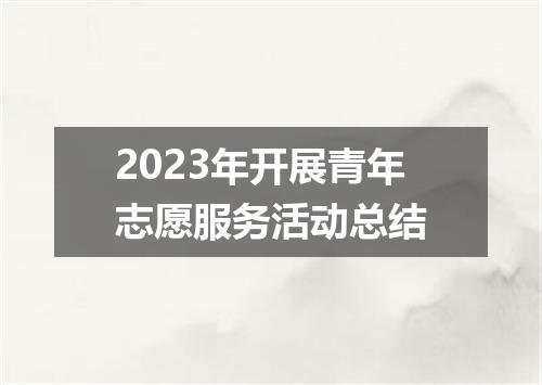 2023年开展青年志愿服务活动总结