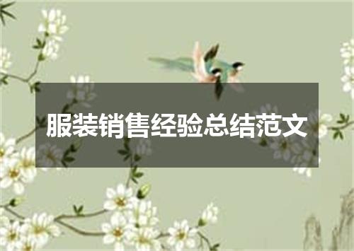 服装销售经验总结范文