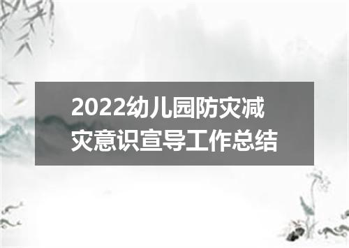 2022幼儿园防灾减灾意识宣导工作总结