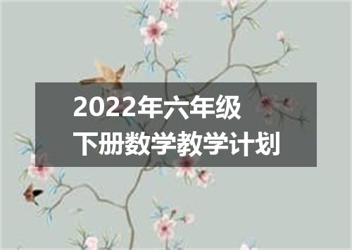 2022年六年级下册数学教学计划