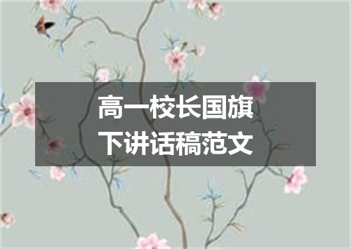 高一校长国旗下讲话稿范文