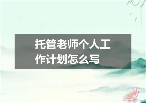 托管老师个人工作计划怎么写