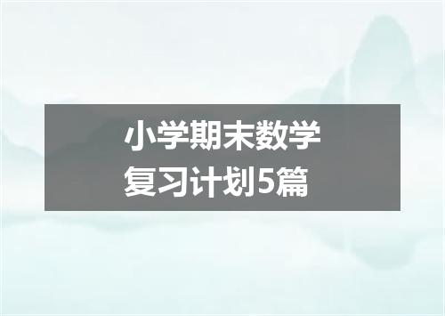 小学期末数学复习计划5篇