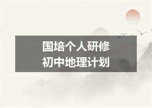 国培个人研修初中地理计划