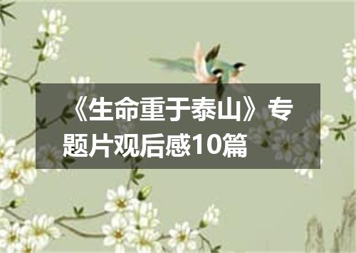 《生命重于泰山》专题片观后感10篇