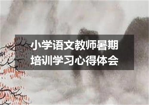 小学语文教师暑期培训学习心得体会