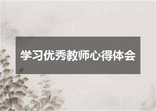 学习优秀教师心得体会