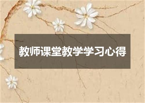 教师课堂教学学习心得