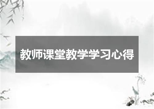 教师课堂教学学习心得