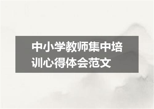 中小学教师集中培训心得体会范文