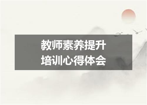 教师素养提升培训心得体会