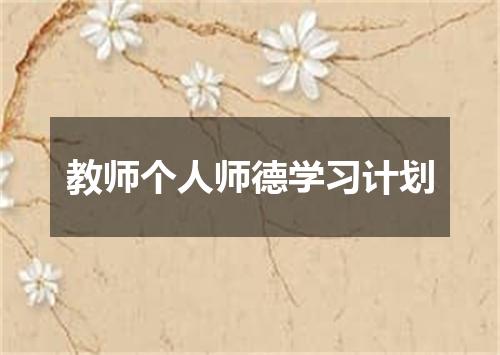 教师个人师德学习计划