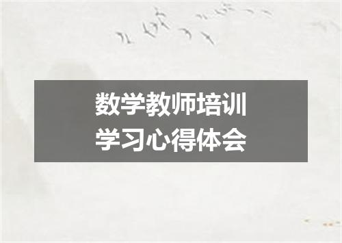 数学教师培训学习心得体会