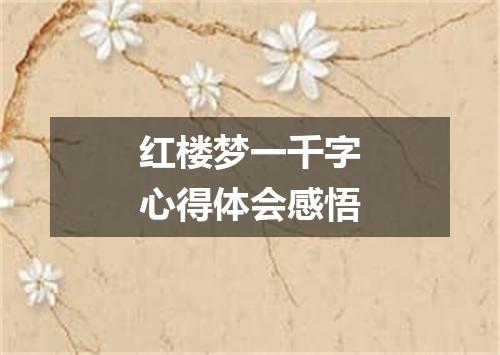 红楼梦一千字心得体会感悟