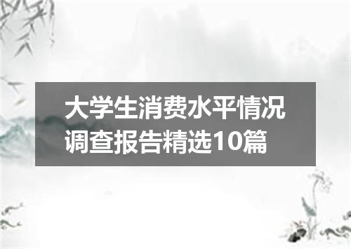 大学生消费水平情况调查报告精选10篇