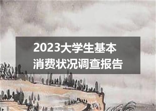 2023大学生基本消费状况调查报告