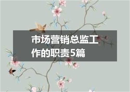 市场营销总监工作的职责5篇