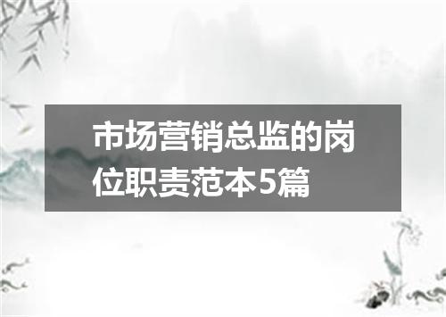 市场营销总监的岗位职责范本5篇