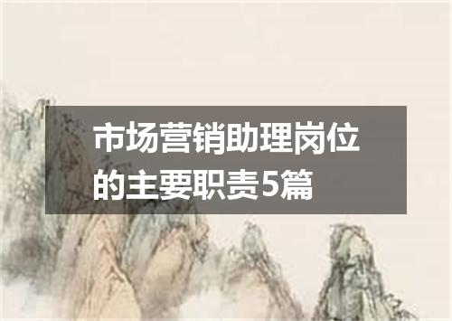 市场营销助理岗位的主要职责5篇