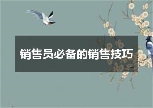 销售员必备的销售技巧