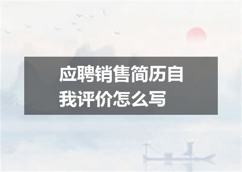 应聘销售简历自我评价怎么写