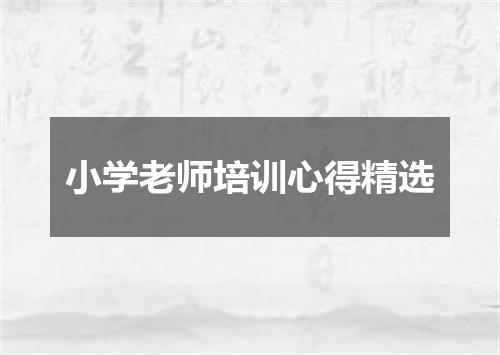 小学老师培训心得精选
