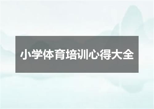 小学体育培训心得大全