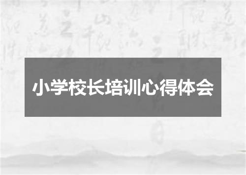 小学校长培训心得体会