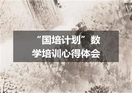 “国培计划”数学培训心得体会
