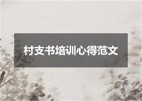 村支书培训心得范文