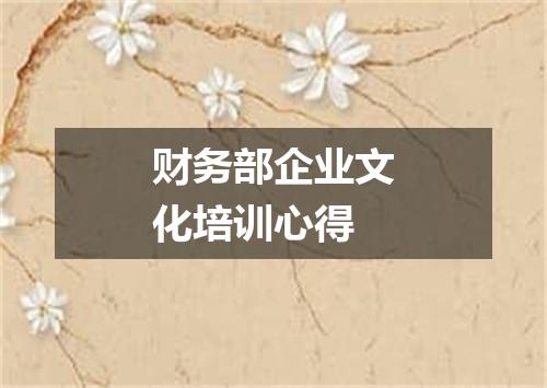 财务部企业文化培训心得
