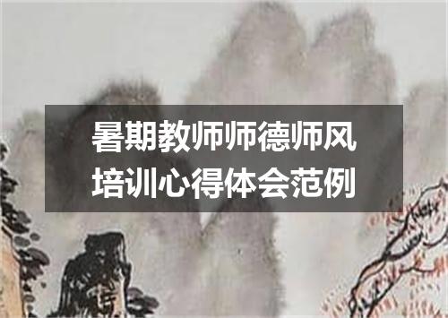 暑期教师师德师风培训心得体会范例