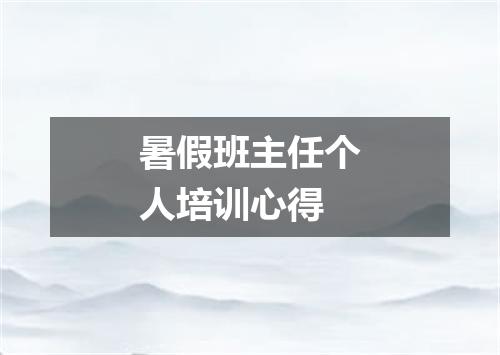 暑假班主任个人培训心得