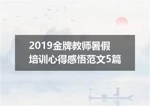 2019金牌教师暑假培训心得感悟范文5篇
