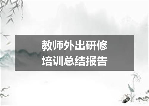 教师外出研修培训总结报告